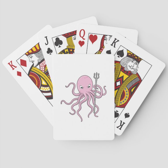 Baraja De Cartas Octopus as Wizard con Trident (Reverso)