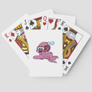 Baraja De Cartas Octopus como buceador con Snorkel