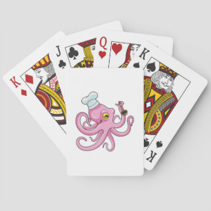 Baraja De Cartas Octopus como cocinero con cuchara de madera