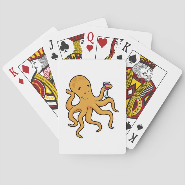 Baraja De Cartas Octopus con vidrio de jugo (Reverso)