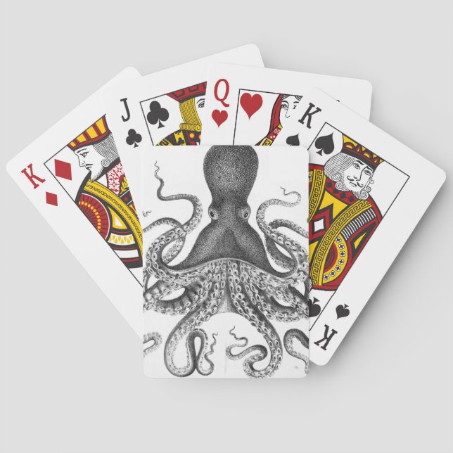 Baraja De Cartas Octopus de impresión vintage (Reverso)