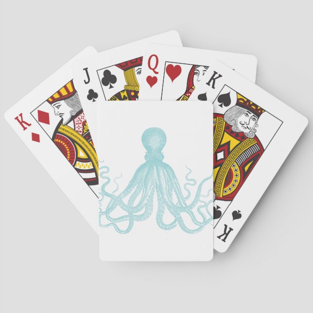 Baraja De Cartas Octopus náutico vintage (Reverso)