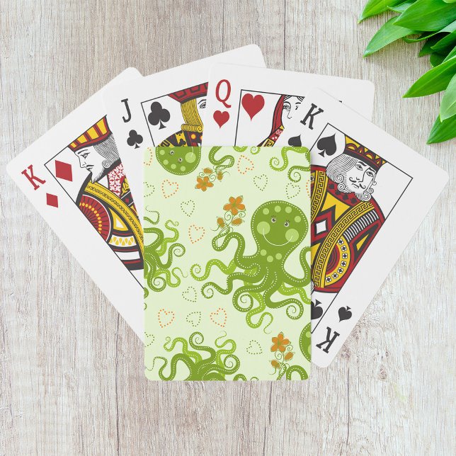 Baraja De Cartas Octopuses verdes con flores (Subido por el creador)