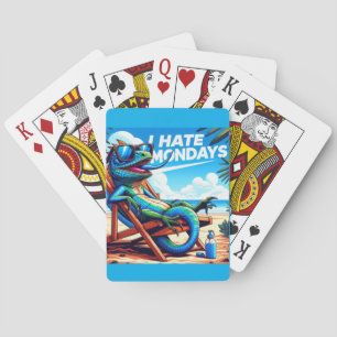 Baraja De Cartas Odio los lunes lagarto azul
