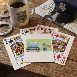 Baraja De Cartas Oficial de policía de dibujos animados sosteniendo