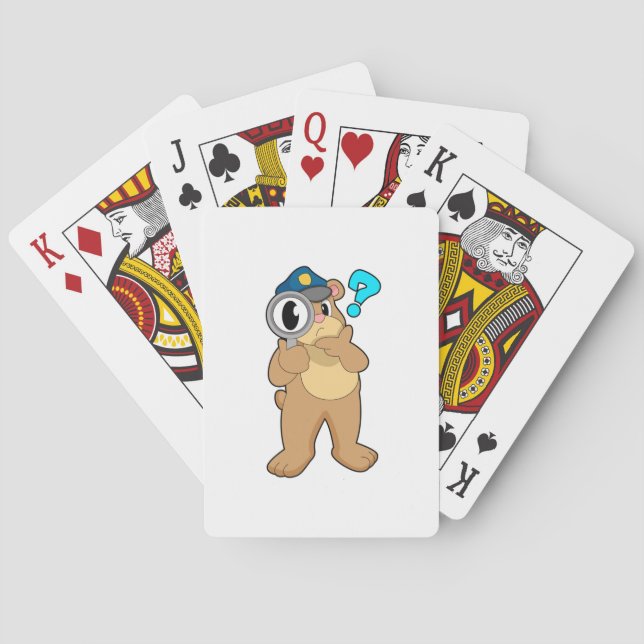 Baraja De Cartas Oficial de policía del oso Vidrio de aumento (Reverso)