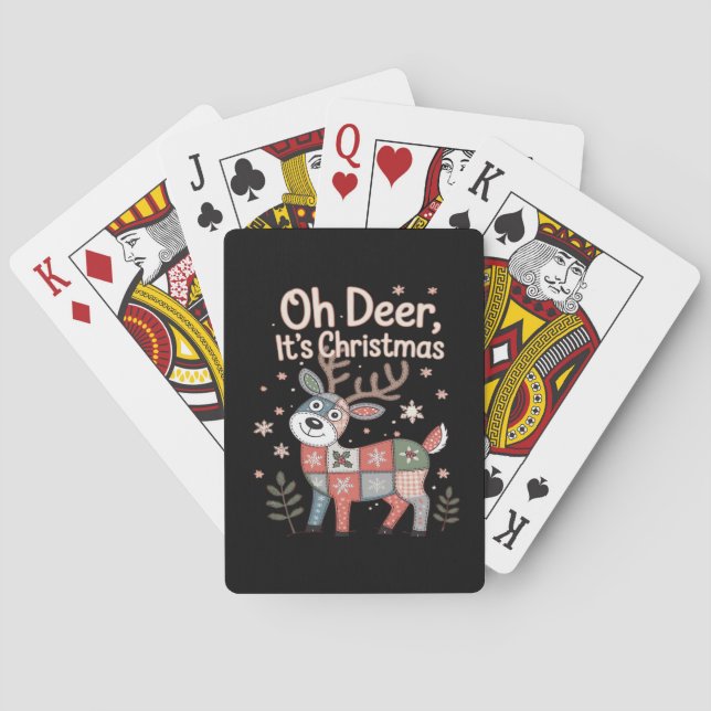 Baraja De Cartas Oh Ciervo Es Navidad Mini Cuadrados de Patchwork (Reverso)