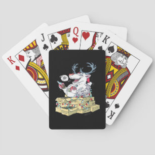 Baraja De Cartas Oh Ciervo Reno Borracho Celebrando Festi Navidad