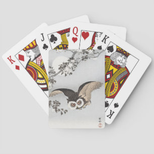 Baraja De Cartas Ohara Koson Scop Lechuza cerezos en flor y luna