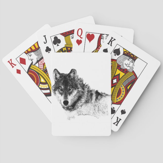 Baraja De Cartas Ojos de lobo Inspirador blanco negro (Reverso)