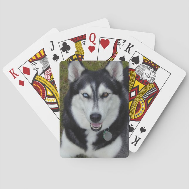 Baraja De Cartas Ojos marrones azules siberianos (Reverso)