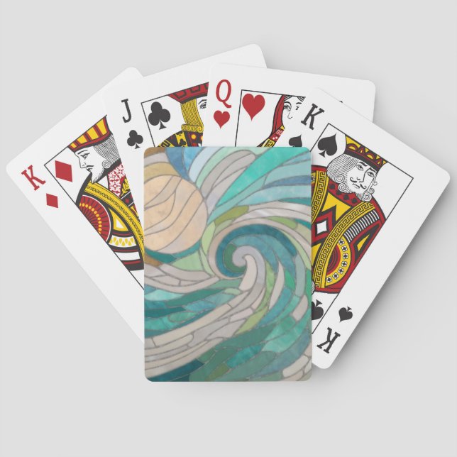 Baraja De Cartas Ola de mosaico y luna (Reverso)