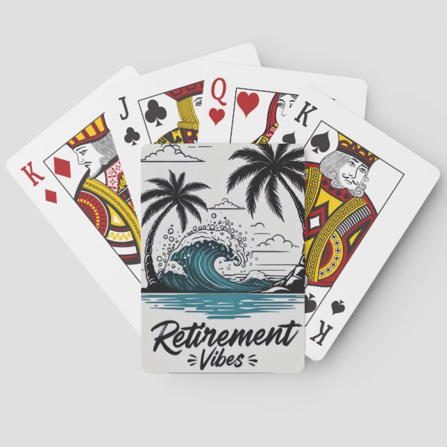 Baraja De Cartas Ola de Playa Tropical & Palma (Reverso)
