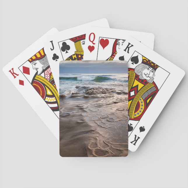 Baraja De Cartas Ola rompiendo en la playa, California (Reverso)