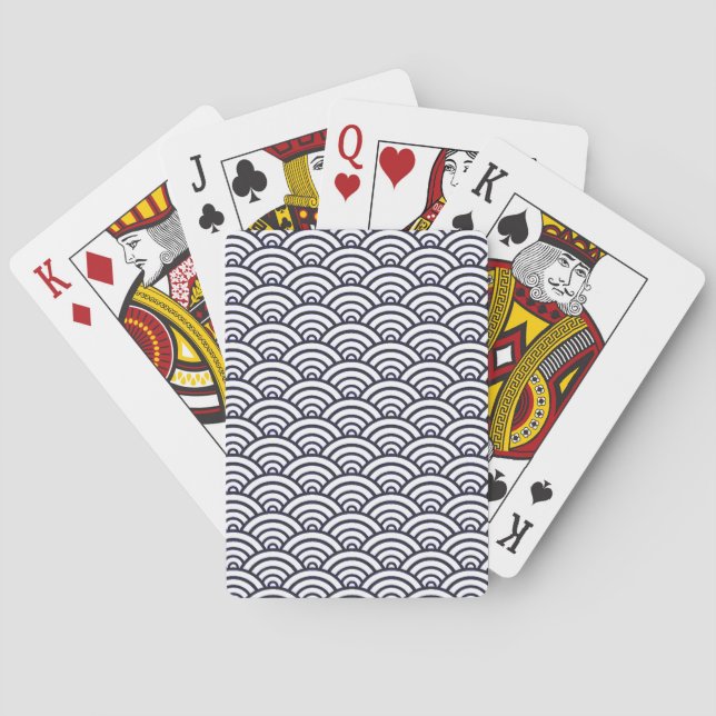 Baraja De Cartas Olas Azules Japonesas Seigaiha Mar (Reverso)