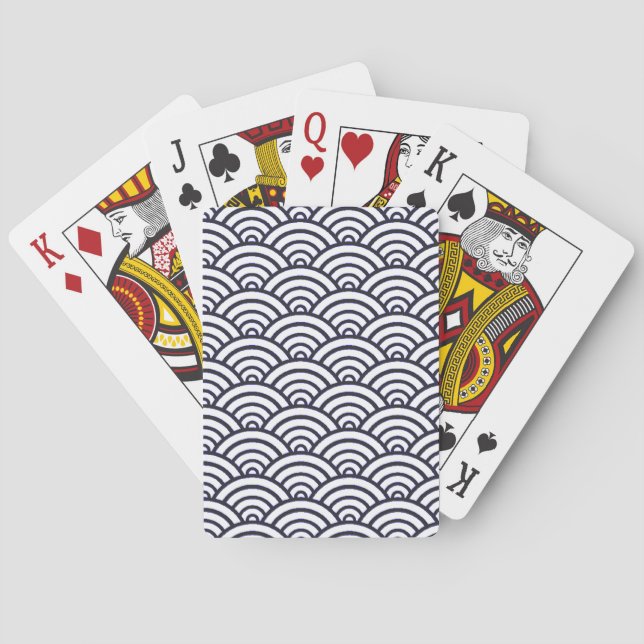 Baraja De Cartas Olas Azules Japonesas Seigaiha Mar (Reverso)