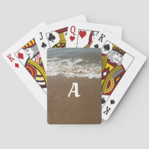 Baraja De Cartas Olas de agua iniciales de Ocean Beach Monogramas 2