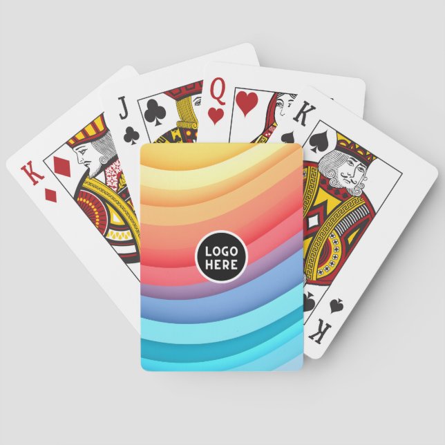 Baraja De Cartas Olas de Arcoíris Abstracto Moderno con su Logotipo (Reverso)