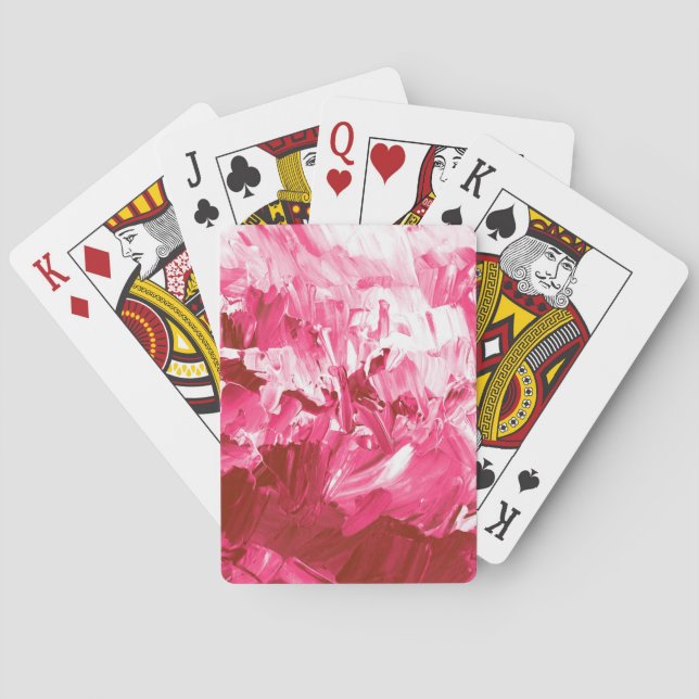 Baraja De Cartas Olas de pintura rosada abstracta (Reverso)