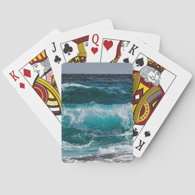Baraja De Cartas Olas del océano de agua azul (Reverso)