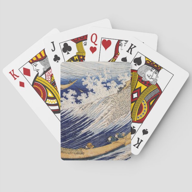 Baraja De Cartas Olas del Océano de Hokusai Barcos Marítimos (Reverso)