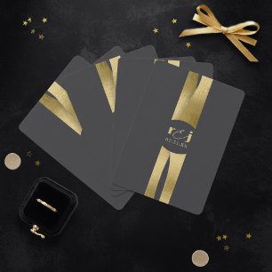 Baraja De Cartas Olas Esculturales Boda Negro Mate Oro ID1312