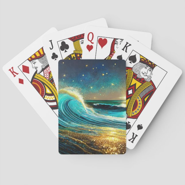 Baraja De Cartas Olas oceánicas divergentes y relucientes (Reverso)