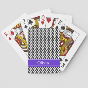 Baraja De Cartas Olas Retro en Blanco y Negro con Banda Morada