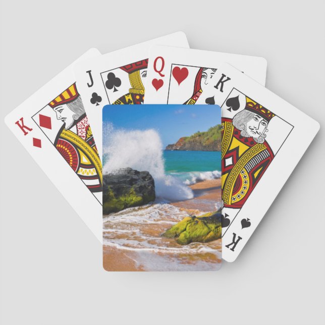 Baraja De Cartas Olas rompen en la playa, Hawaii (Reverso)