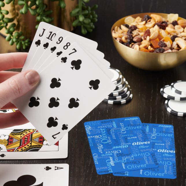 Baraja De Cartas Oliver tonos de nombres personalizados de azul (In Situ)