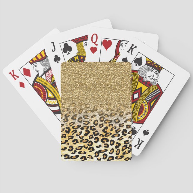 Baraja De Cartas Ombre Purpurina de oro del patrón Leopard moderno (Reverso)
