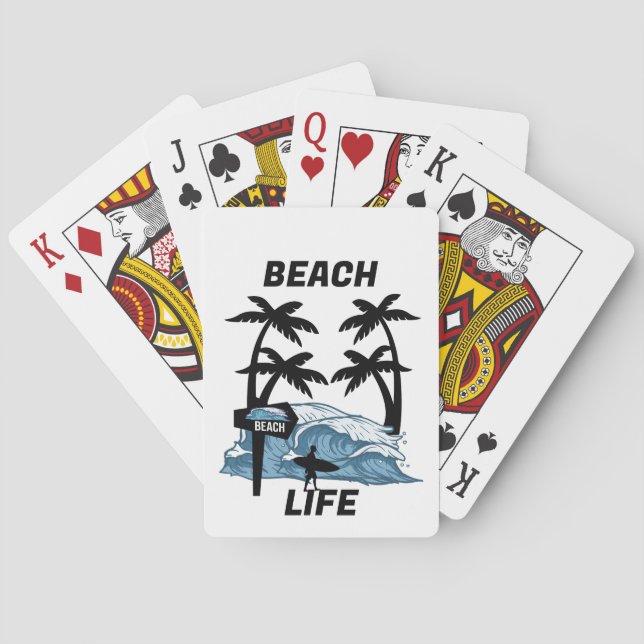 Baraja De Cartas Onda divertida en la playa (Reverso)
