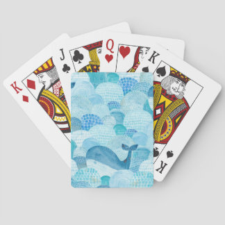 Baraja De Cartas Ondas, ballena, textura azul infantil