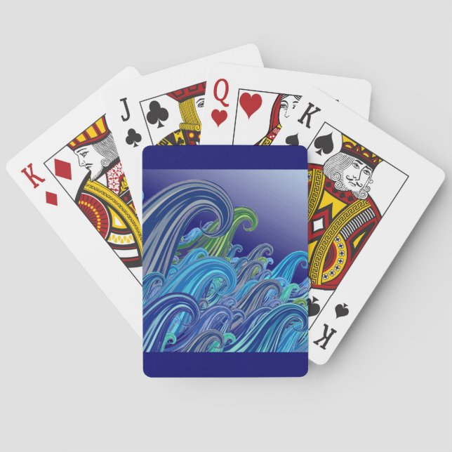 Baraja De Cartas Ondas De Azul (Reverso)