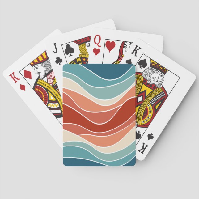 Baraja De Cartas Ondas de estilo retro multicolor (Reverso)