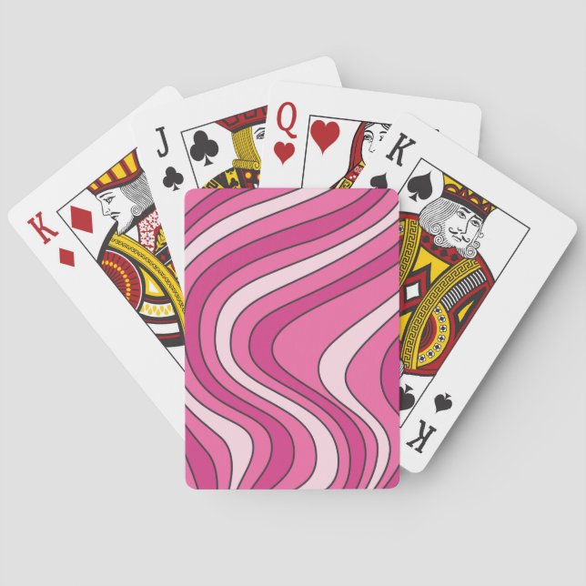 Baraja De Cartas Ondas de estilo retro rosa (Reverso)