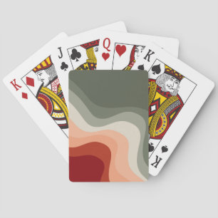 Baraja De Cartas Ondas de estilo retro verde y rojo