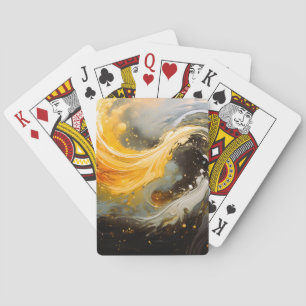 Baraja De Cartas Ondas modernas de mármol abstracto dorado