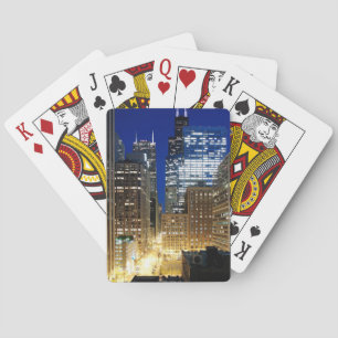 Baraja De Cartas Opinión de la noche del paisaje urbano de Chicago