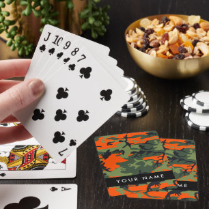 Baraja De Cartas Orange Camouflage Pattern, Your name, Personalize