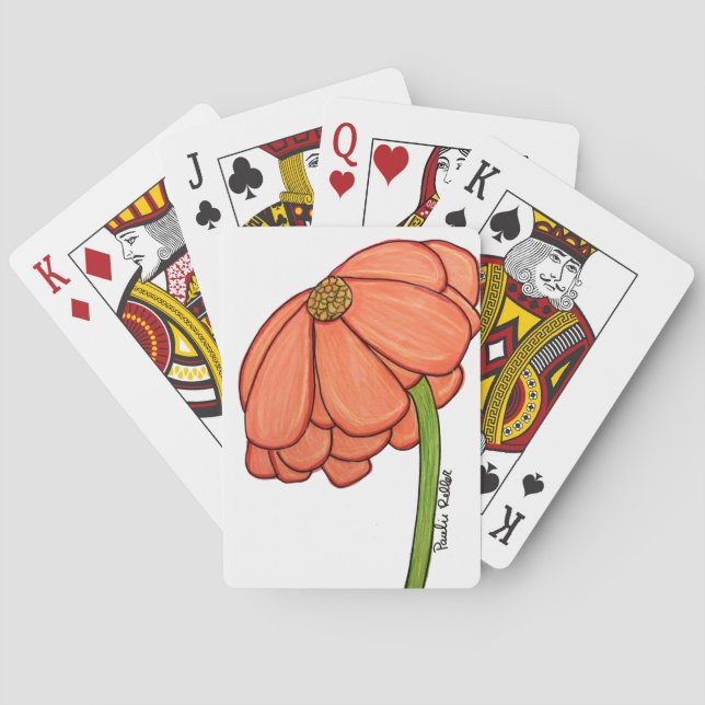 Baraja De Cartas Orange Flower Notebook (Reverso)