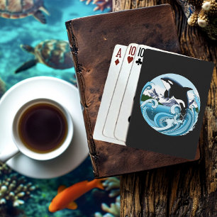 Baraja De Cartas Orca Asesina Majestuosa Olas Azules Océano