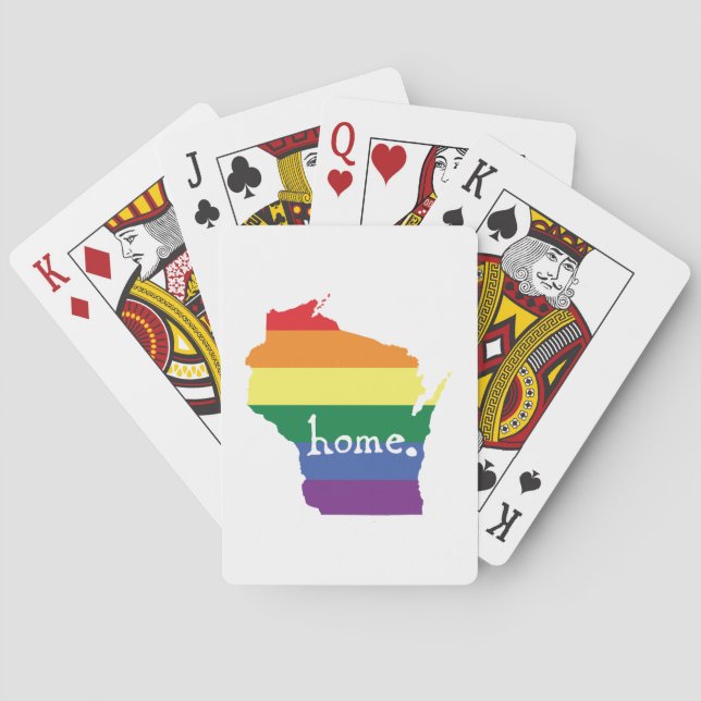 Baraja De Cartas Orgullo gay de Wisconsin| Mapa del hogar (Reverso)