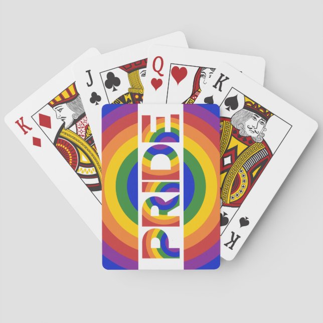 Baraja De Cartas Orgullo Geométrico Arcoíris en Blanco (Reverso)