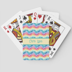 Baraja De Cartas Orgullo Rayas Onduladas de Arcoíris Patrón Verano