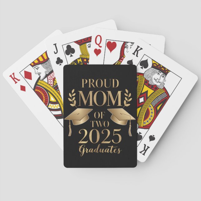 Baraja De Cartas Orgullosa madre de dos gemelos graduados de 2025 (Reverso)