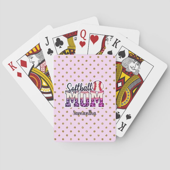 Baraja De Cartas Orgullosa vida de mamá de Softball (Reverso)