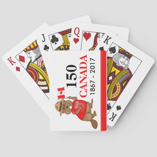 Baraja De Cartas Orgulloso castor canadiense 150 años (Reverso)