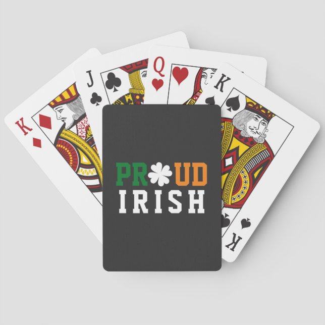 Baraja De Cartas Orgulloso Irlandés Shamrock Lucky Clover Citando S (Reverso)