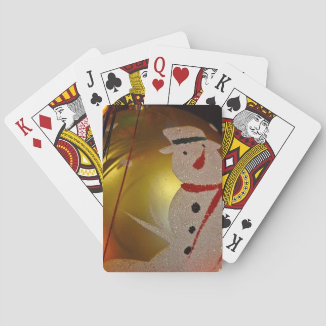 Baraja De Cartas Ornamento de Snowman espumoso (Reverso)